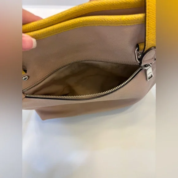 Coach Nude Tote Bag Purse Mustard Yellow Trim Women’s Zipper - Picture 4 of 15